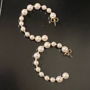 J Crew Pearl Hoop Earrings